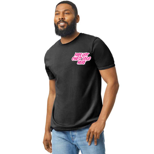 Custom workwear t-shirt with left chest logo placement - professional embroidery