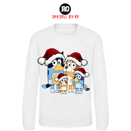 Kids' "Bluey Christmas Family Portrait" Christmas Jumper