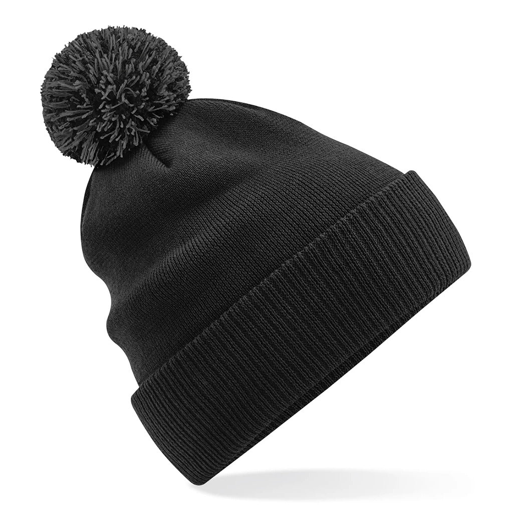 West Wick FC bobble beanie worn cuffed