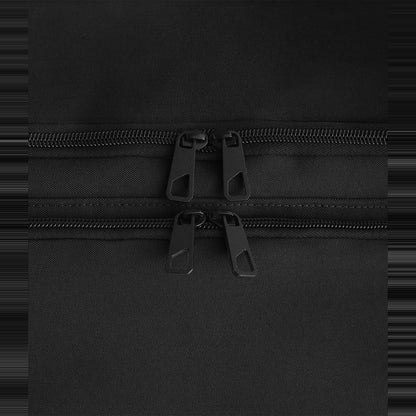 Close-up of the double zips