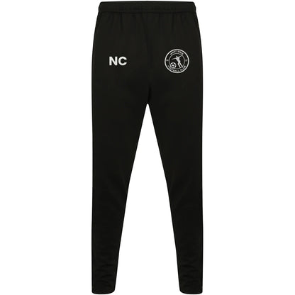 West Wick FC black joggers with embroidered crest and initials