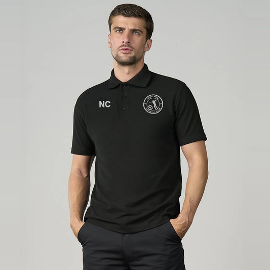 Model wearing the West Wick FC black polo